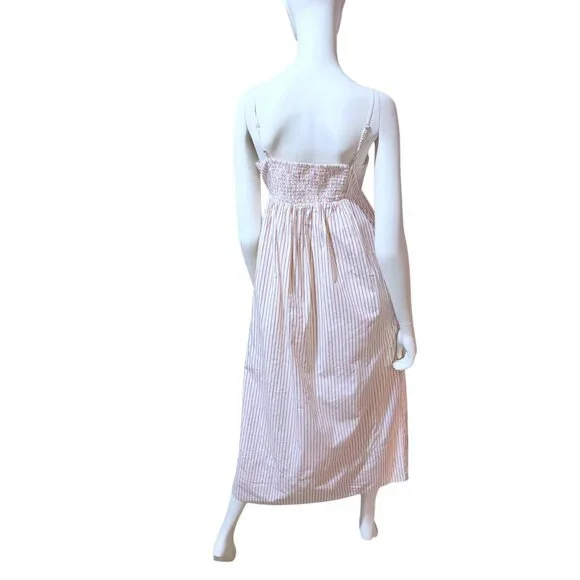 QUINCE Terracotta Striped Maxi Dress XS Nautical Resort 100% Organic Cotton - Picture 7 of 11